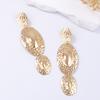   medieval Vintage exaggerated trend pleated oval splicing earrings light luxury temperament high-end earrings