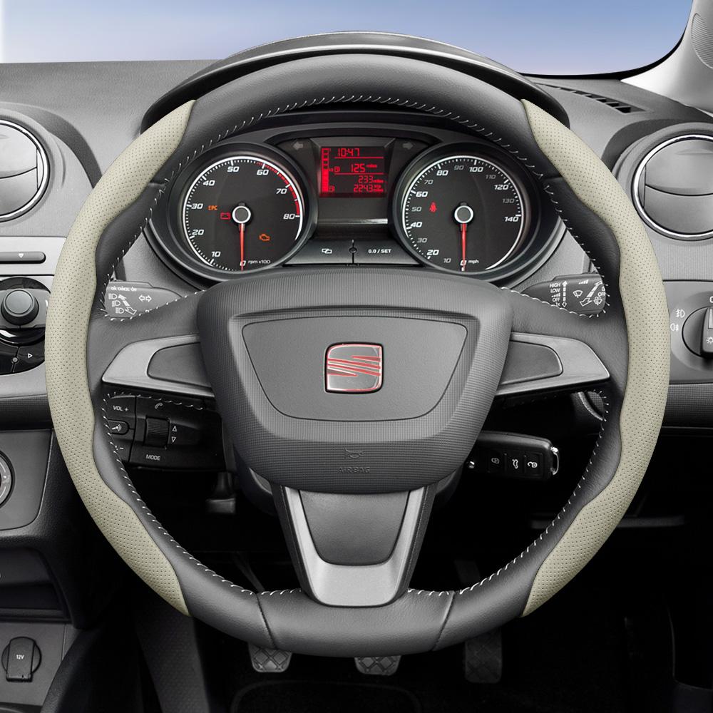 rlcp4 Suitable for Seat Breathable Leather Steering Wheel Cover with Segmented Quick-Release Design, Non-Slip and Durable, for Models Such as Ibiza,