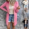 Spring and summer new women's long buttoned solid color casual sun-protective long-sleeve cardigan jacket