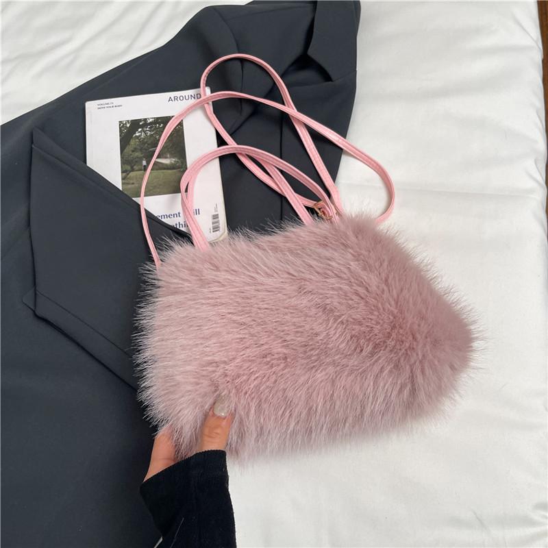 Mao Mao Handbag Women's Bag New Autumn and Winter High-end Sense Niche Super Soft Furry Messenger Shoulder Bag Plush