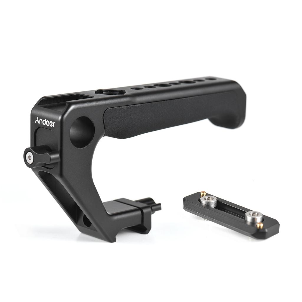 Andoer Universal Top Handle Hand Grip with NATO Clamp NATO Rail Cold Shoes 1/4 Inch 3/8 Inch