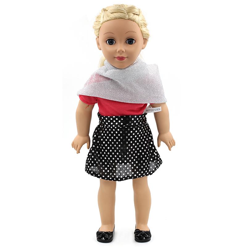Buy 18 Inch Girl Doll Silver Scarf+Dress Black Skirt Set Doll Clothing
