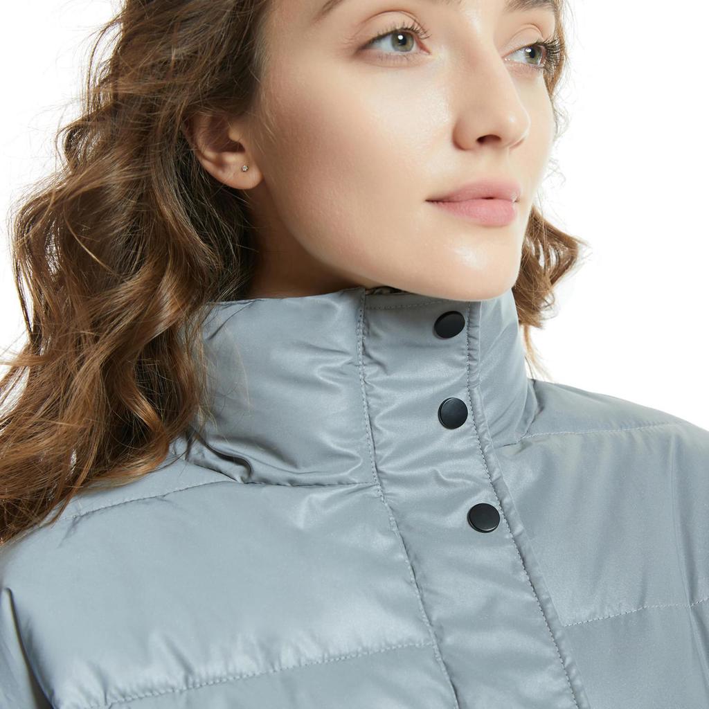 Damen Reflektierende Hoher Kragen Glänzende Daunenjacke - Winter 2026 Petite Stil