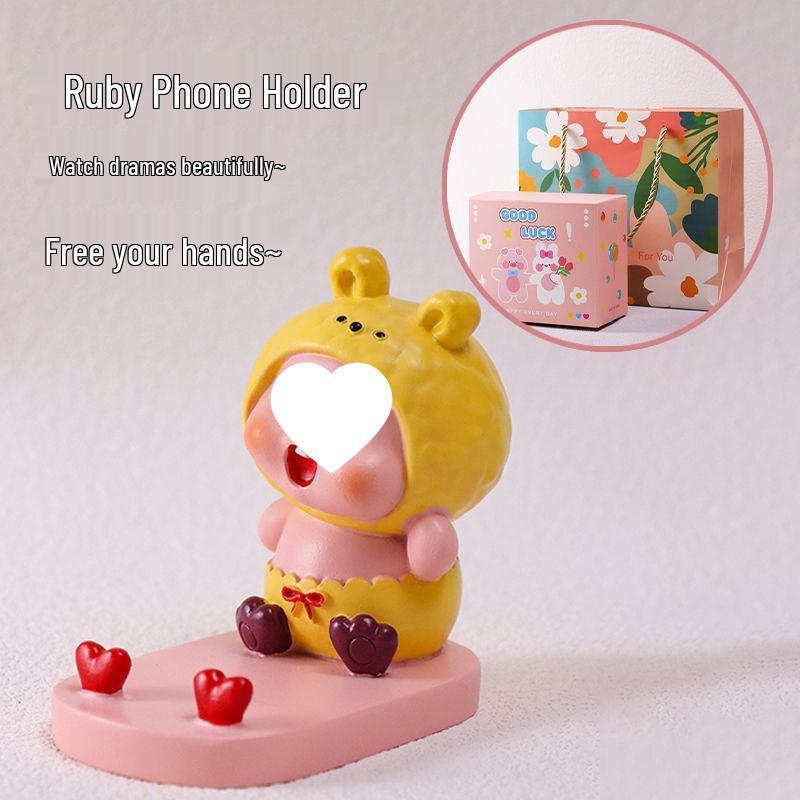 

Ruby Phone Holder - Cute Cartoon Desktop Ornament, Perfect Gift for Students, Girls, and Best Friends Birthdays Yellow LOPY No Color Box