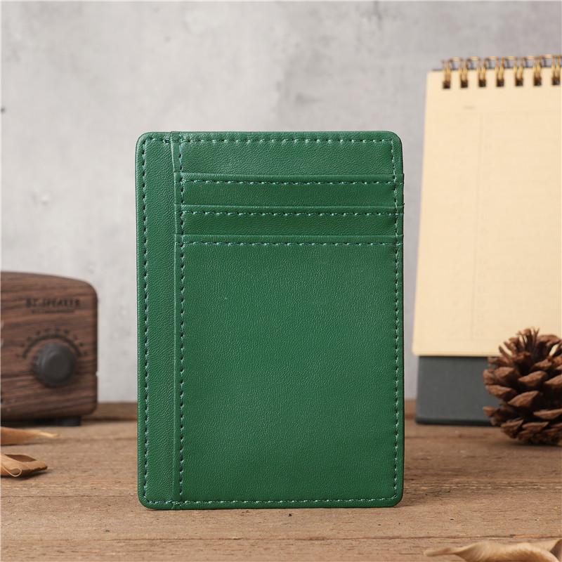 

1145 Unisex Microfiber Ultra-Thin High-Quality Portable Card Holder with Multi-Card Slots, Green.