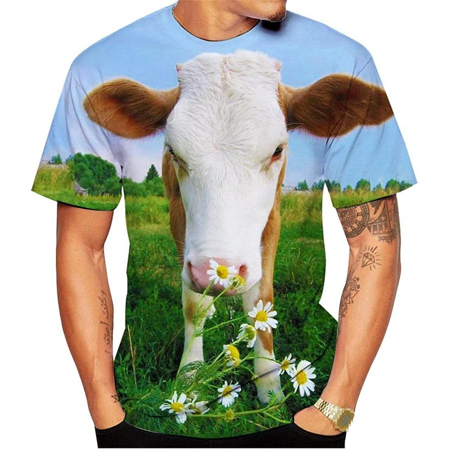 Short Sleeve Crew Neck T-Shirt 3D Digital Printing Summer New Fashion Versatile Men Animal Wolf Cat