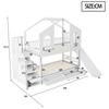 Letto a Castello per Bambini 90 x 200 cm, a Forma di Casa con Finestre Curve, con Scala a Cassetti e Scivolo, Cassetti, Letto Matrimoniale, Bianco