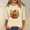 Women's Fashion Casual Three-quarter Sleeve Halloween Printed Round Neck Top
