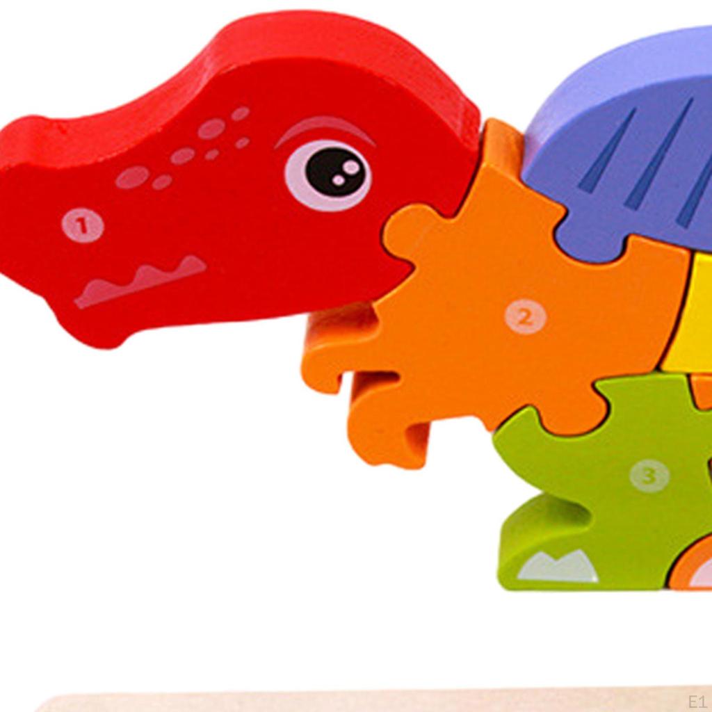 Children's Wooden Puzzle Dino Colors 3D Cognition Interactive Animals Montessori Toys for Children