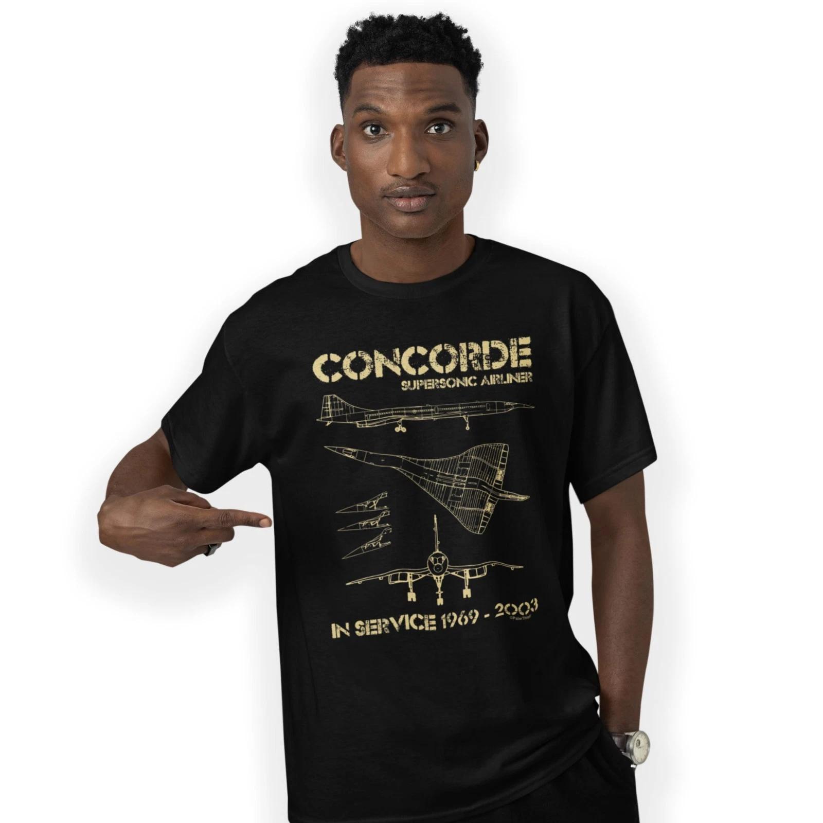 Concorde Supersonic Airliner Blueprint T-Shirt Classic Aircraft Size S - 5XL 2XL