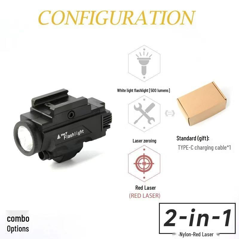 Adjustable 500lm Nylon Under-Barrel Flashlight with Laser for Glock G17 Toy Mods