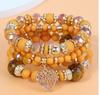 Bohemian Ethnic Multi-Layer Heart Pendant Bead Bracelet