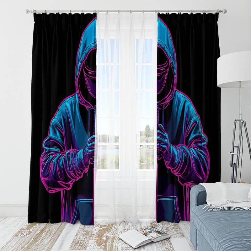 Social Gamer- Printed Curtains - Living Room, Study Private Curtains Curtains, Curtains for Living Room, Curtains Bedroom,