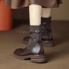 Thick-soled Martin boots women's 2025 new autumn brown boots women's socks boots thin boots British style small short boots