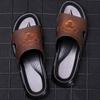 Fashion Summer Men's Genuine Leather Slippers Men Flip Flops Male Beach Sandals Man Outdoor Leisure Non-slip Men Home Slippers