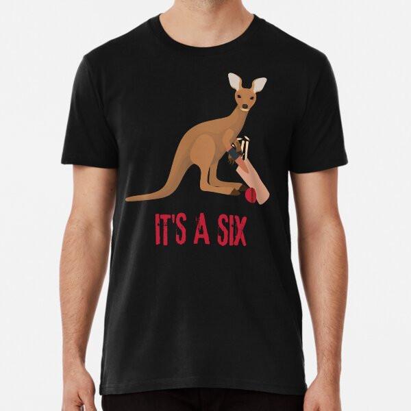 Funny Kangaroo playing cricket Premium T-Sh S to 5XL Made in the AU/USA T-Shirt