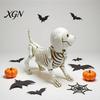 Weather Resistant Garden Statues Skull Puppy Resin Figurine, Halloween Retro Skeleton Dog Statue, Aged Sculptures Gothic Desktop Ornament for Bars And
