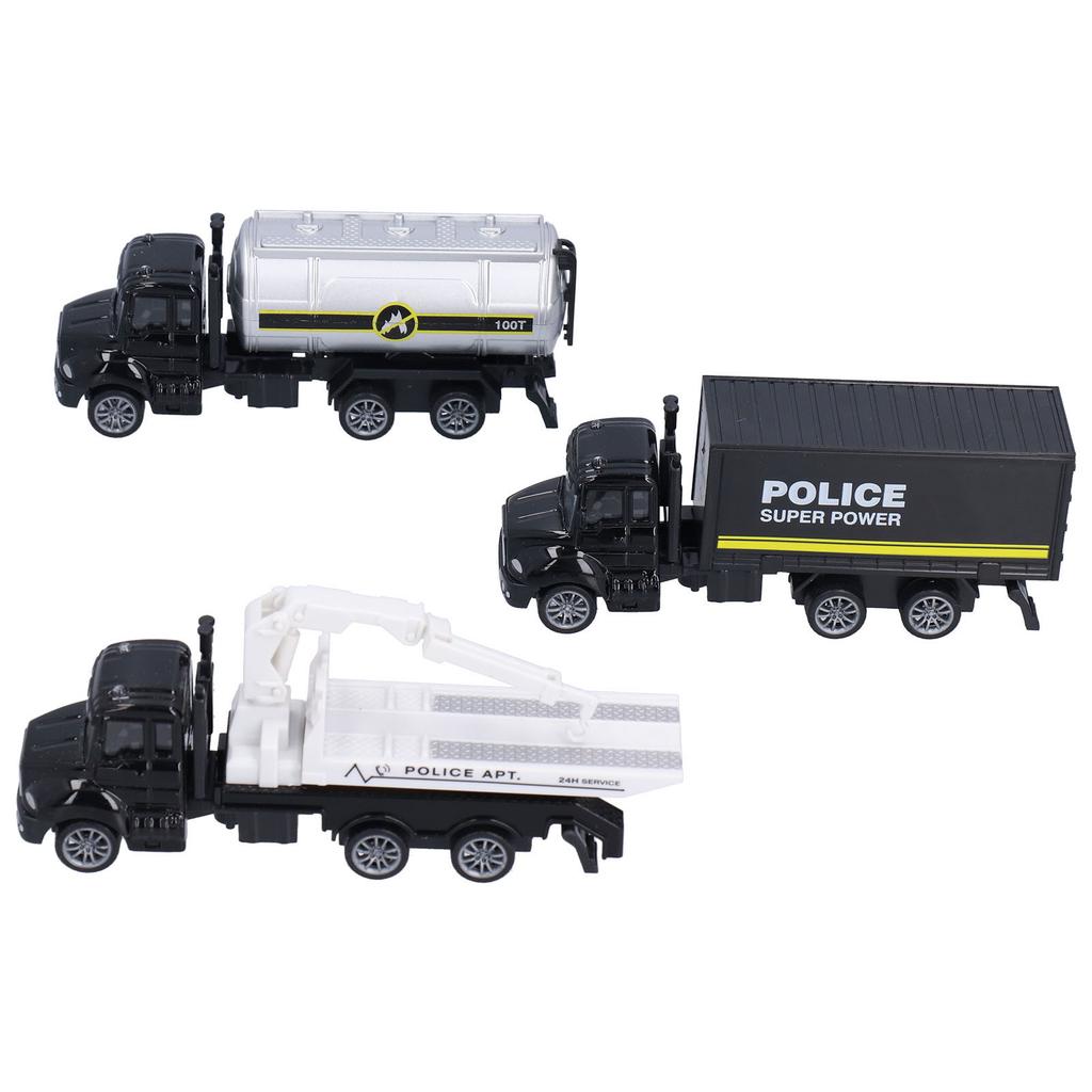 3pcs 1:50 Truck Model Toy Set Pull Back Recovery Tanker Truck Model Set for ChildrenPull Back