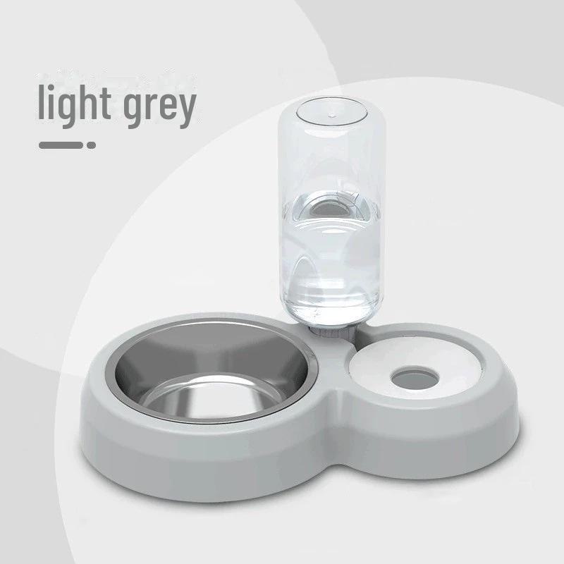 

Двойная миска для животных с защитой от опрокидывания: Автоматическая миска для воды и еды для собак и кошек Luxury светло-серый