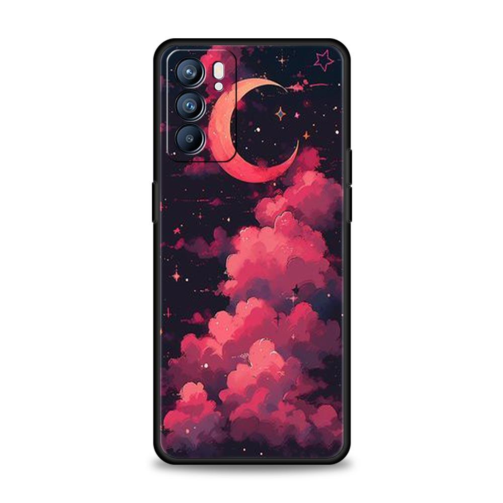 Moon Cloud Comic Style Phone Case For Oppo Reno14 Reno13 Reno12 11 F 10 Find X5 X9 Pro A54 5G A53 A9 A16 A78 4G A80 A98 Cover