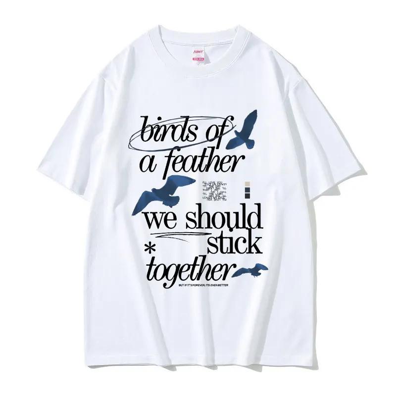 Summer men's Birds of A Feather printed T-shirt 100% pure cotton casual top Hip Hop trendy style Harajuku clothing