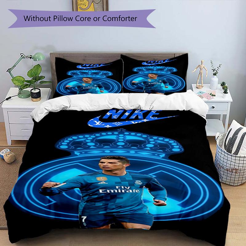 Ronaldo's Cristiano Ronaldo's Journey Bedding Set, Breathable Duvet Cover with Pillowcases, Soft Bed Linen for Bedroom Home Decoration, Perfect Festiv