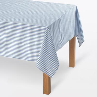 Indian Cotton Tablecloth Gingham Check X Blue 300 X 150cm 76199762 Yarn-Dyed / Off-White / Approx.