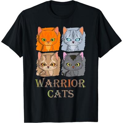 Lustiges Warrior Cats T-Shirt Damen Mann Lässig Baumwolle Grafik T-Shirts Kreative Streetwear Tops T-Shirt Kurzarm Kleidung Mann