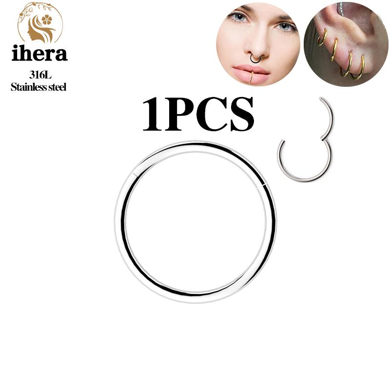 

1/10PCS Stainless Steel Septum Clicker Hinged Segment Round Nose Rings Hoop Ear Cartilage Helix Earrings Body Piercing Jewelry 1.0x6mm