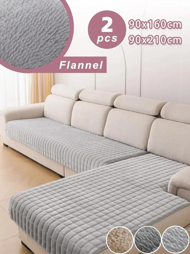 L-Shaped Corner Flannel Sofa Cover Universal Living Room Sofa Cover