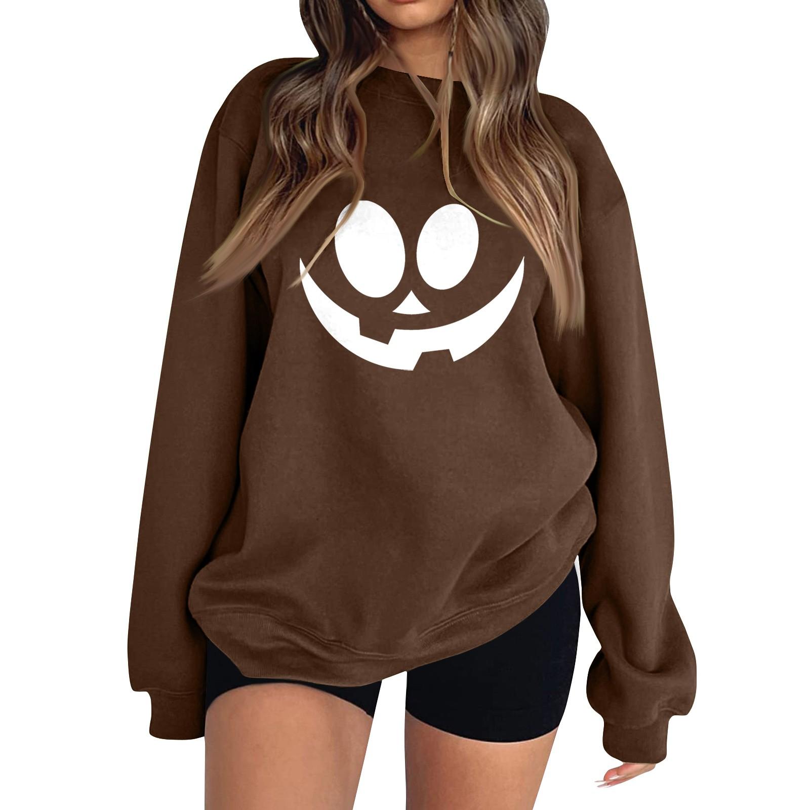 

Женская модная толстовка с длинным рукавом и круглым вырезом с принтом S кофейный