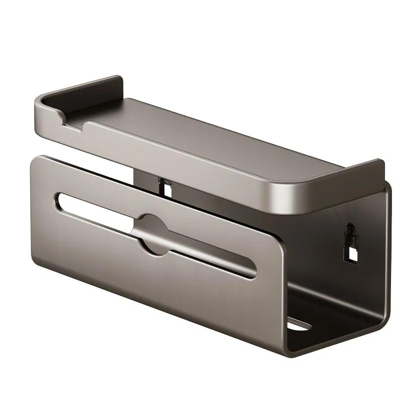 

Perforation-free tissue box wall-mounted toilet extended bathroom napkin extractor cell phone Kitchen toilet paper storage rack сірий колір