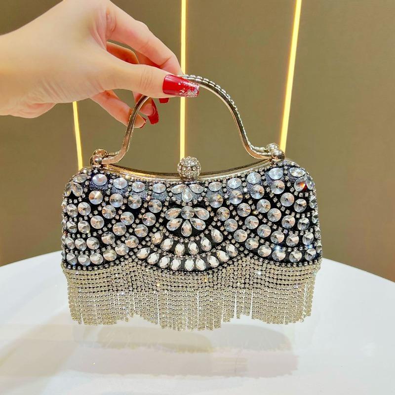 New Diamond-encrusted Clutch Bag Fringed Evening Bag Birthday Wedding Banquet Shoulder Messenger Dinner Bag