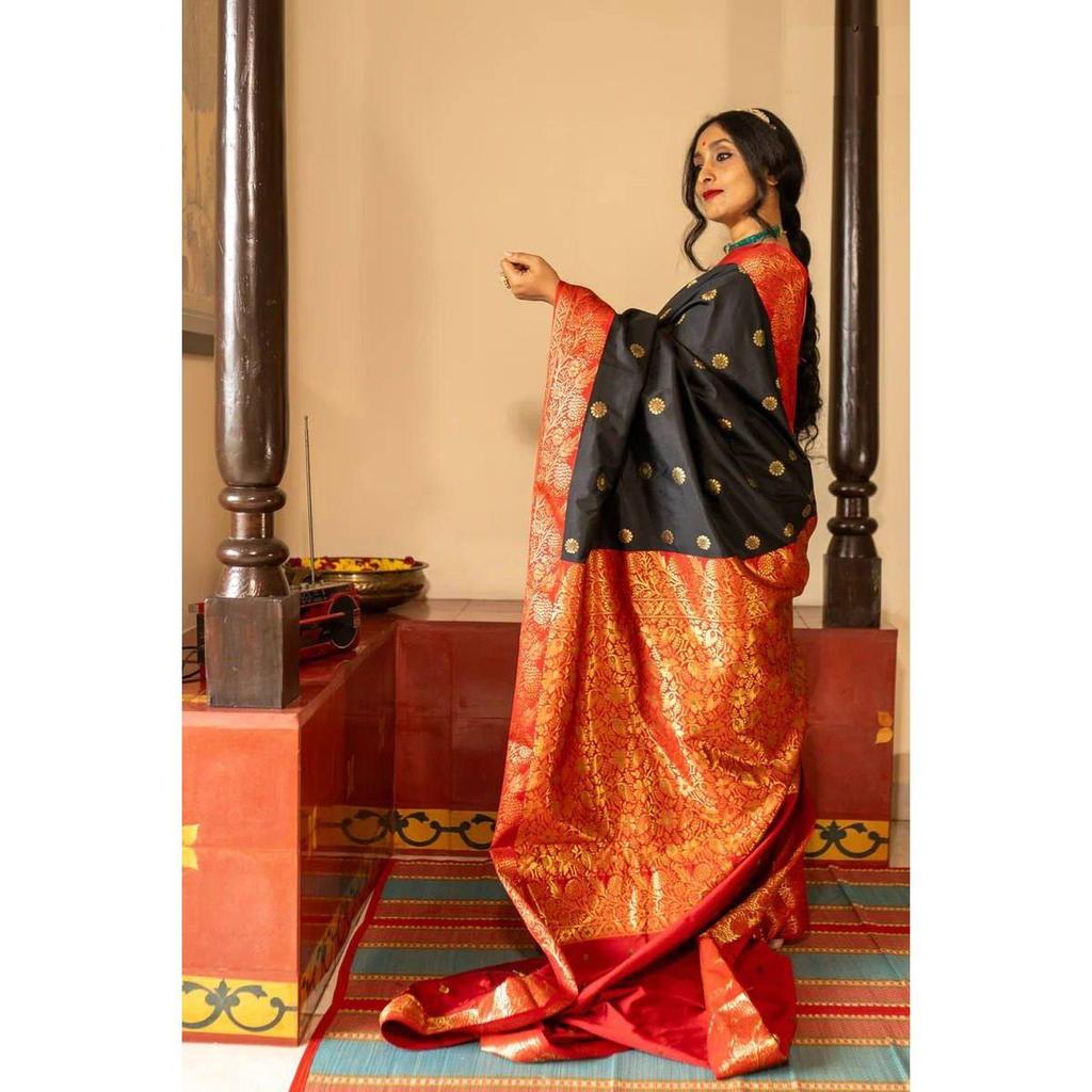 Royal Soft Lichi Silk Saree with Rich Pallu & All-Over Jacquard Work | Designer Party Wear Saree with Exclusive Jacquard Border Blouse