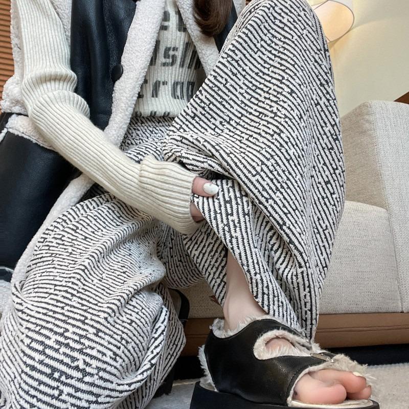 Chenier silver silk lazy wide-leg pants women's spring and autumn new loose and thin high-waisted floor-mopping casual trousers