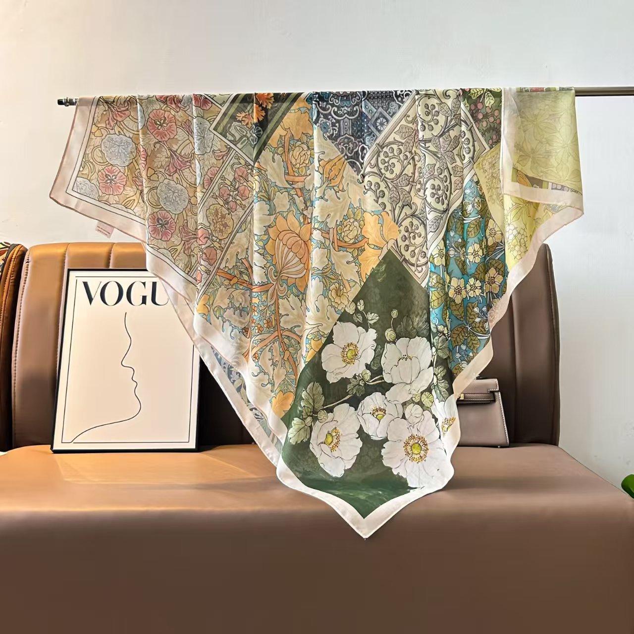 

Тенсел Хлопок Смешанный 110 * 110 Шелковый Шарф Китайский Квадратный Шарф Универсальный Шарф Шарф Для Защиты Шеи Серия Весенние Цветы 110*110