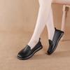 Runde Zehenpartie Echtes Leder Flacher Absatz Lässige Damen Einzelschuhe Einfarbig Mutterschuhe Rutschfest Abriebfest Weiche Sohle Bequem