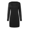 Fashion Spring & Fall New Arrival round Collar in Black Chiffon Patchwork Minimalist Elegant Commuter Long Sleeve Dress Mid-Length Dress for Women