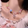 Multicolor Y2K Bohemia Candy Color Cute Necklace for Women Star Pendant Beaded Clavicle Chain Necklaces Vacation Accessories