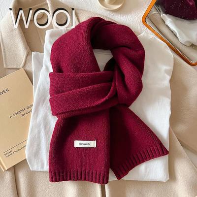 Luxury Winter 100% Wool Scarf Women Solid Knitted Cashmere Handkerchief Warm Pashmina Lady Female Shawl Pareo Soft Bufanda
