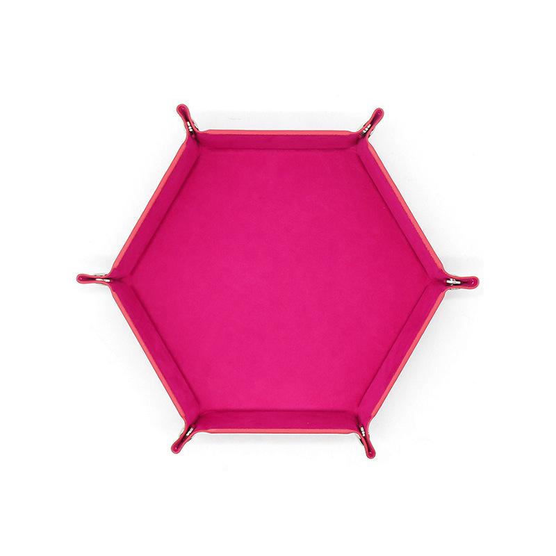 Hexagonal Velvet Dice Tray: Portable, Foldable PU Storage for Tabletop Games