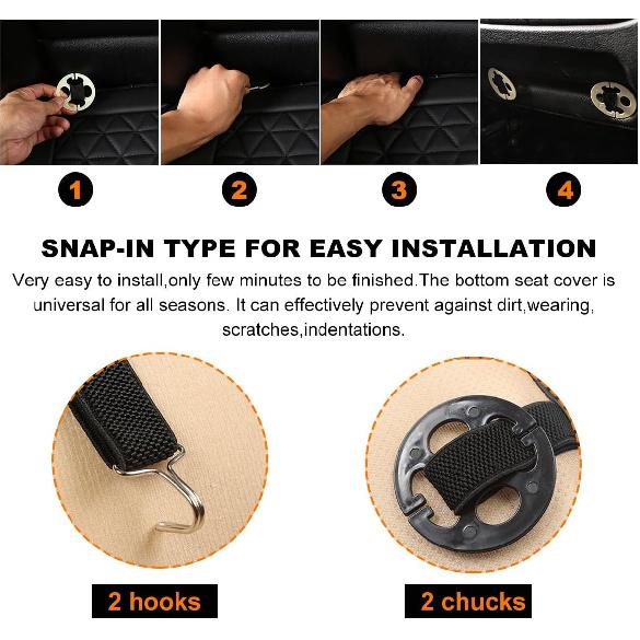 Augeny Car Front Bottom Seat Cover, Leather Auto Front Seat Full Wrap Protection Cushion, Anti-Slip Seat Cover Pad Fit for 95% Vehicles, Universal