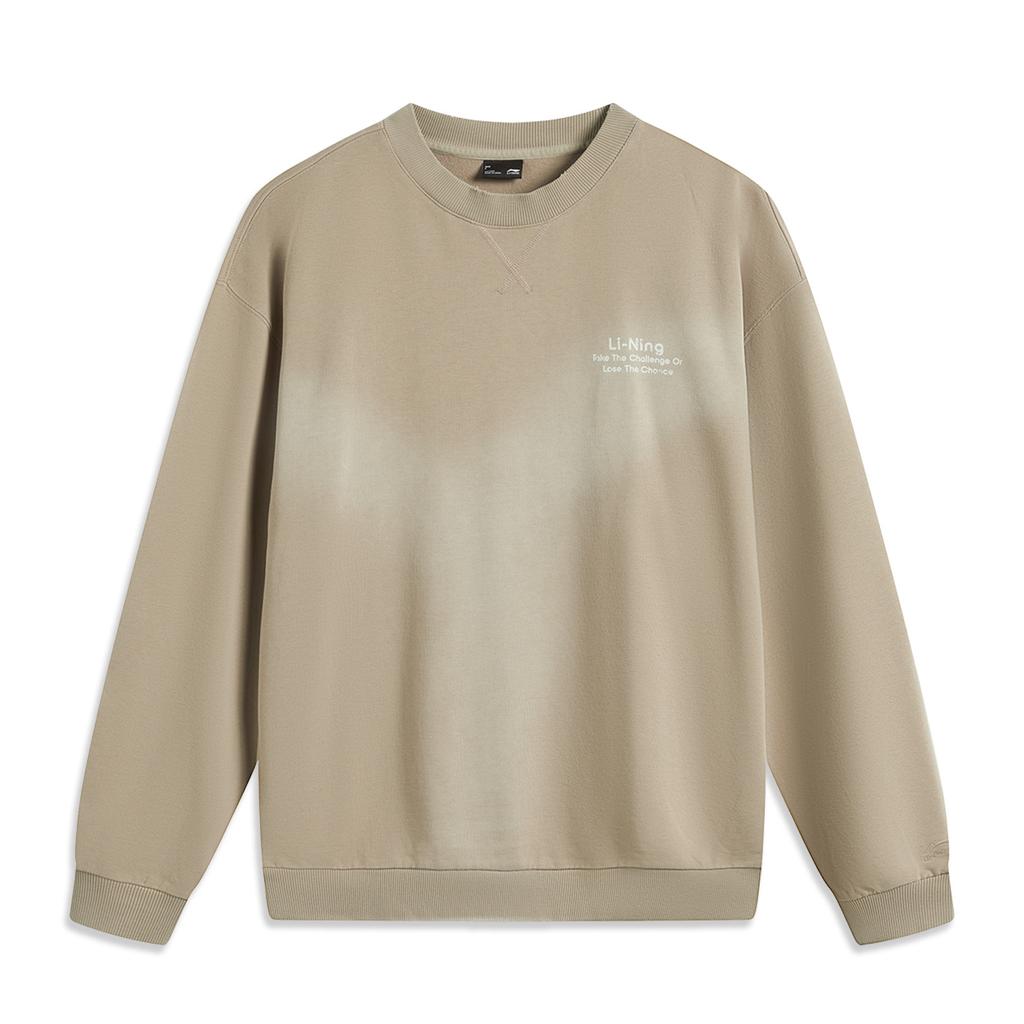 Li Ning Sports Lifestyle Series Letter Round Neck Comfortable Breathable Versatile Casual Loose Sweatshirt Unisex Sweatshirt Brown AWDV415-2