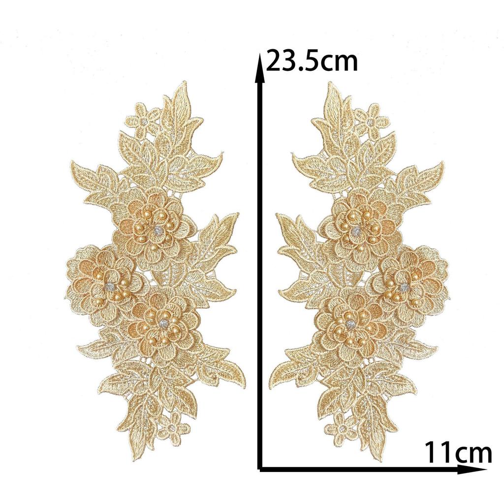 Classical Three-Dimensional Beads, Drills, Solid Color Pair Of Flowers, Embroidery Lace Fabric, Performance Clothes, Dresses, Decorative Accessories