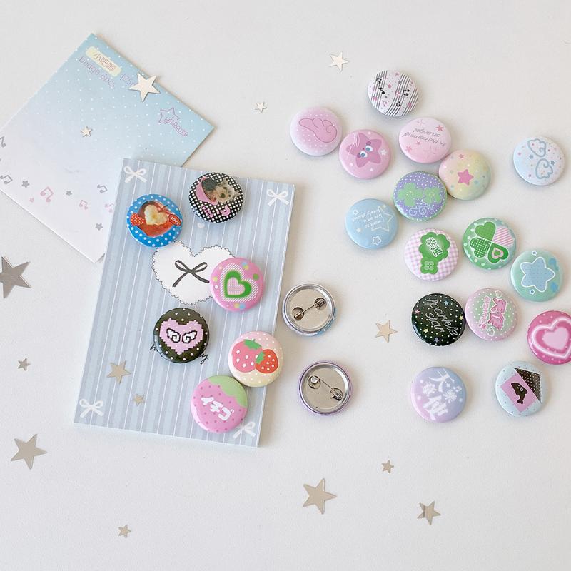 Y2K Kawaii 6/24Pcs Cartoon Badges Japanese Retro Look Ideal for DIY Arts and Crafts