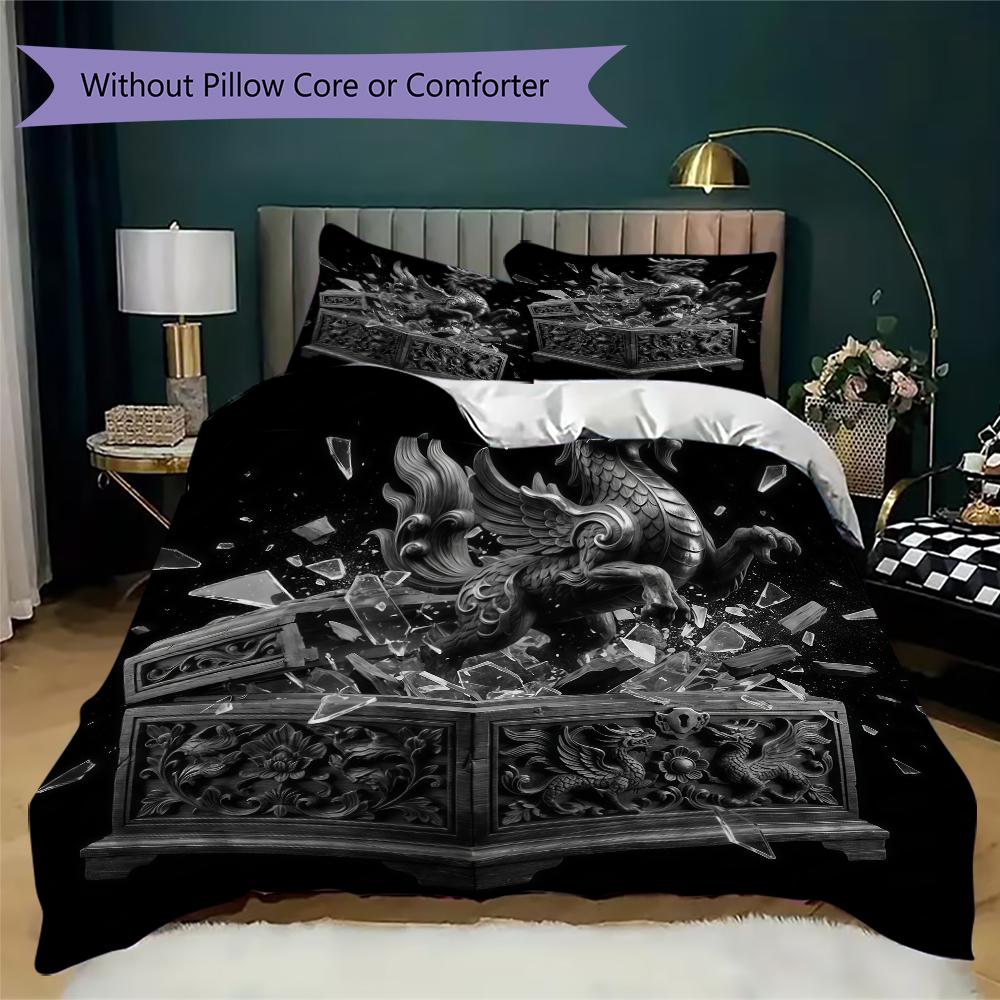 Dark Crown and Royal Wand Pattern Bedding uilt Set uilt Cover Pillowcase Home Decoration Birthday Gift (1 * duvet cover + 2 * pillowcase without core)