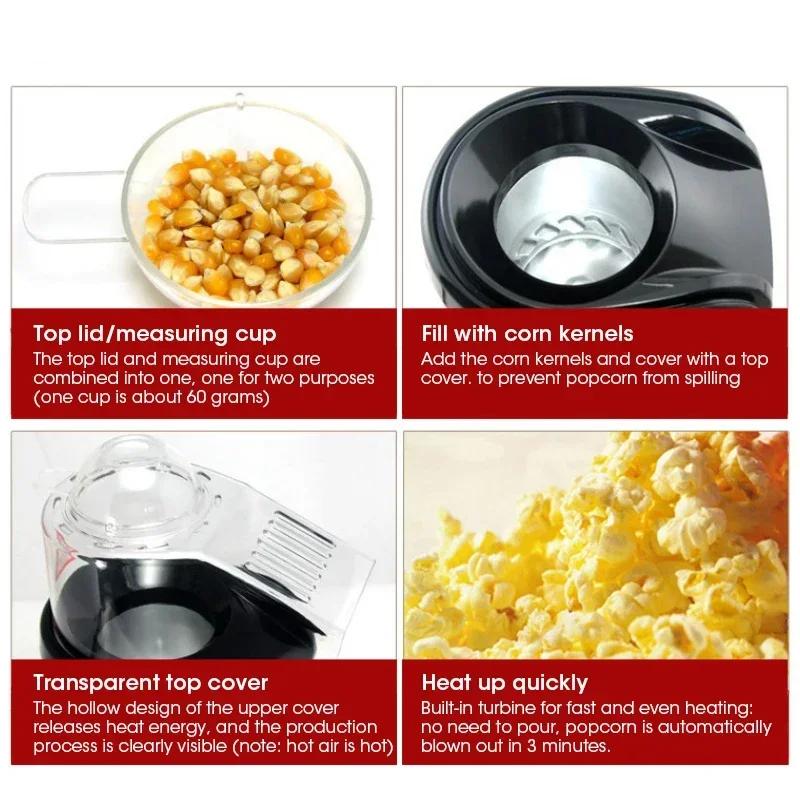 Electric Popcorn Machine Mini Fully Automatic Popcorn Machine Kitchen High Popcorn Rate Quick Production Air Popcorn Machine