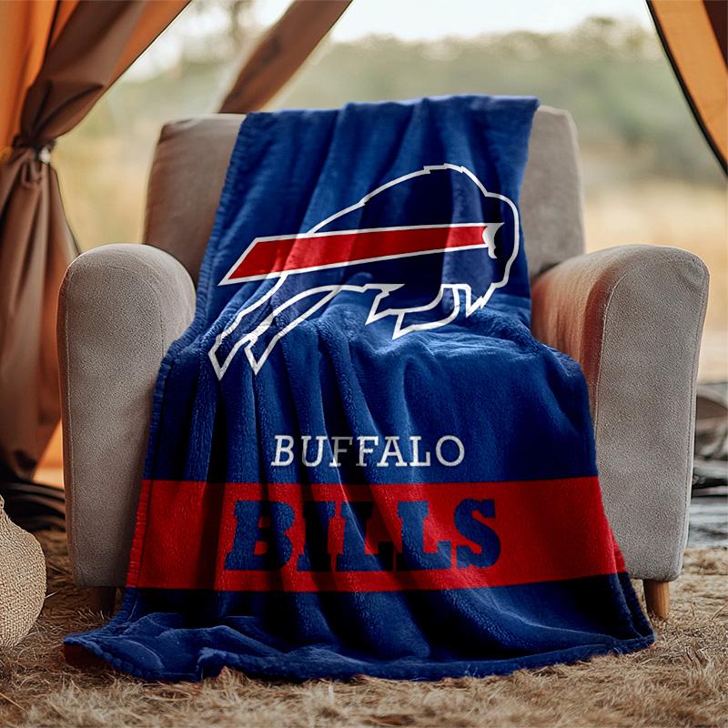 Bills Team Flannel Blanket Soft Warm All-Season Throw, Design for Camping, Car Travel, Hiking Sofa, Bed, Office Perfect Gift for Parties