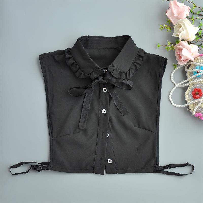 White Women Lace Fake Collar Tie False Collar Black Fashion Ruffle Detachable Collar Lapel Blouse Top Women Clothes Accessory