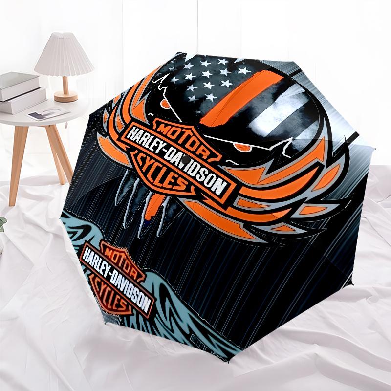 1pc Harley-Davidson Umbrella, Sun Protection, And UV Shielding. It Has Eight Sturdy Ribs for Outdoor Use And Perfect As a Holiday Gift